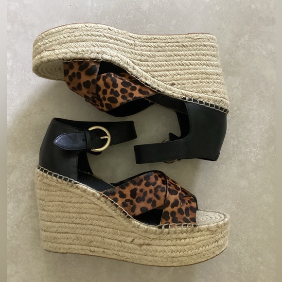⚜️ MARC FISHER Amari leopard espadrille wedge NWOT - Picture 3 of 11